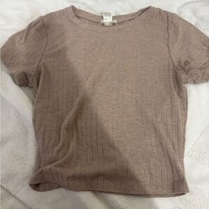 Bozzolo Dusty Mauve Ribbed Short Sleeve Tee